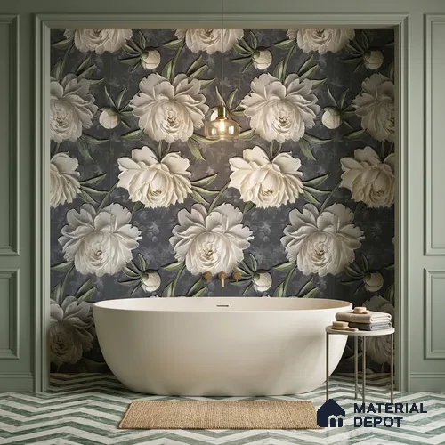 Floral Wall Tile TL 12237 C Fallon Rose Decore 4 ft x 2 ft Double Digital Finish Vitrified Tile - 9 mm | 2 Random Designs | Suitable for Bathroom, Accent/Feature Wall, Dining Area