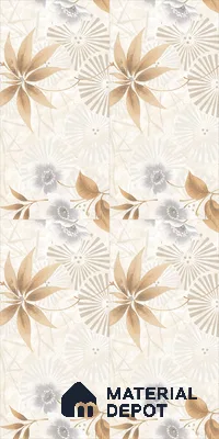 Floral Wall Tile TL 12296 Richardo Beige Decore 4 ft x 2 ft Pearl Carving Finish Vitrified Tile - 9 mm | 4 Random Designs | Suitable for Bathroom, Accent/Feature Wall, Dining Area