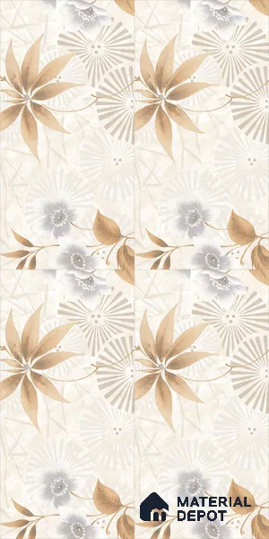 Floral Wall Tile TL 12296 Richardo Beige Decore 4 ft x 2 ft Pearl Carving Finish Vitrified Tile - 9 mm | 4 Random Designs | Suitable for Bathroom, Accent/Feature Wall, Dining Area