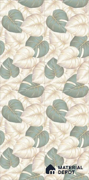 Tropical Wall Tile TL 11976 Verona Gold Leaf Decor 4 ft x 2 ft Glossy Finish Vitrified Tile - 9 mm | Suitable for Bathroom, Accent/Feature Wall, Dining Area