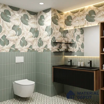 Tropical Wall Tile TL 11976 Verona Gold Leaf Decor 4 ft x 2 ft Glossy Finish Vitrified Tile - 9 mm | Suitable for Bathroom, Accent/Feature Wall, Dining Area