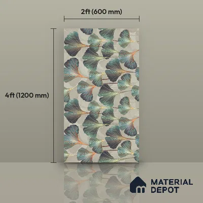 Floral Wall Tile TL 12232 Logas Olive Decore 4 ft x 2 ft Policer Glid Finish Vitrified Tile - 9 mm | Suitable for Bathroom, Accent/Feature Wall, Dining Area