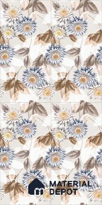 Floral Wall Tile TL 11972 B Roxy Bianco Decor 4 ft x 2 ft Granulla Finish Vitrified Tile - 9 mm | Suitable for Bathroom, Accent/Feature Wall, Foyer
