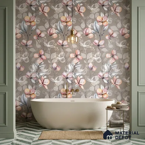Floral Wall Tile TL 11972 D Roxy Silver Decor 4 ft x 2 ft Granulla Finish Vitrified Tile - 9 mm | Suitable for Bathroom, Accent/Feature Wall, Dining Area