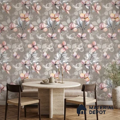 Floral Wall Tile TL 11972 D Roxy Silver Decor 4 ft x 2 ft Granulla Finish Vitrified Tile - 9 mm | Suitable for Bathroom, Accent/Feature Wall, Dining Area