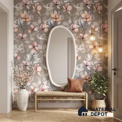 Floral Wall Tile TL 11972 D Roxy Silver Decor 4 ft x 2 ft Granulla Finish Vitrified Tile - 9 mm | Suitable for Bathroom, Accent/Feature Wall, Dining Area