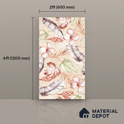 Floral Wall Tile TL 11972 F Roxy Crema & Decore 4 ft x 2 ft Granulla Finish Vitrified Tile - 9 mm | Suitable for Bathroom, Accent/Feature Wall, Dining Area
