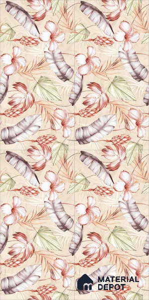 Floral Wall Tile TL 11972 F Roxy Crema & Decore 4 ft x 2 ft Granulla Finish Vitrified Tile - 9 mm | Suitable for Bathroom, Accent/Feature Wall, Dining Area