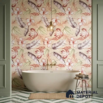 Floral Wall Tile TL 11972 F Roxy Crema & Decore 4 ft x 2 ft Granulla Finish Vitrified Tile - 9 mm | Suitable for Bathroom, Accent/Feature Wall, Dining Area