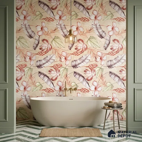 Floral Wall Tile TL 11972 F Roxy Crema & Decore 4 ft x 2 ft Granulla Finish Vitrified Tile - 9 mm | Suitable for Bathroom, Accent/Feature Wall, Dining Area