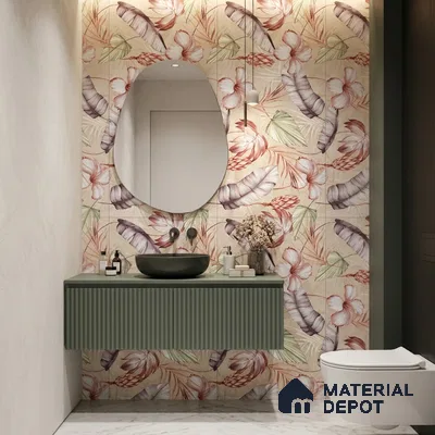 Floral Wall Tile TL 11972 F Roxy Crema & Decore 4 ft x 2 ft Granulla Finish Vitrified Tile - 9 mm | Suitable for Bathroom, Accent/Feature Wall, Dining Area