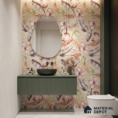 Floral Wall Tile TL 11972 F Roxy Crema & Decore 4 ft x 2 ft Granulla Finish Vitrified Tile - 9 mm | Suitable for Bathroom, Accent/Feature Wall, Dining Area