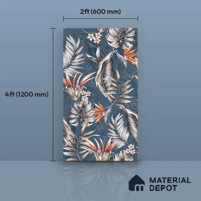 Floral Wall Tile TL 11972 H Roxy Azul Decore 4 ft x 2 ft Granulla Finish Vitrified Tile - 9 mm | Suitable for Bathroom, Accent/Feature Wall, Dining Area