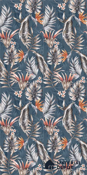 Floral Wall Tile TL 11972 H Roxy Azul Decore 4 ft x 2 ft Granulla Finish Vitrified Tile - 9 mm | Suitable for Bathroom, Accent/Feature Wall, Dining Area