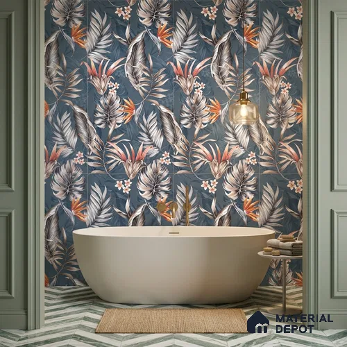 Floral Wall Tile TL 11972 H Roxy Azul Decore 4 ft x 2 ft Granulla Finish Vitrified Tile - 9 mm | Suitable for Bathroom, Accent/Feature Wall, Dining Area