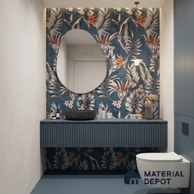 Floral Wall Tile TL 11972 H Roxy Azul Decore 4 ft x 2 ft Granulla Finish Vitrified Tile - 9 mm | Suitable for Bathroom, Accent/Feature Wall, Dining Area