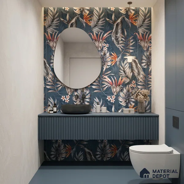 Floral Wall Tile TL 11972 H Roxy Azul Decore 4 ft x 2 ft Granulla Finish Vitrified Tile - 9 mm | Suitable for Bathroom, Accent/Feature Wall, Dining Area