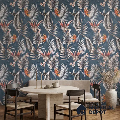 Floral Wall Tile TL 11972 H Roxy Azul Decore 4 ft x 2 ft Granulla Finish Vitrified Tile - 9 mm | Suitable for Bathroom, Accent/Feature Wall, Dining Area