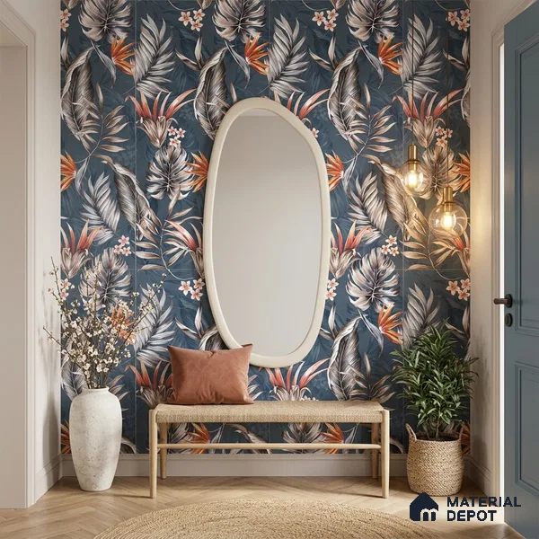 Floral Wall Tile TL 11972 H Roxy Azul Decore 4 ft x 2 ft Granulla Finish Vitrified Tile - 9 mm | Suitable for Bathroom, Accent/Feature Wall, Dining Area
