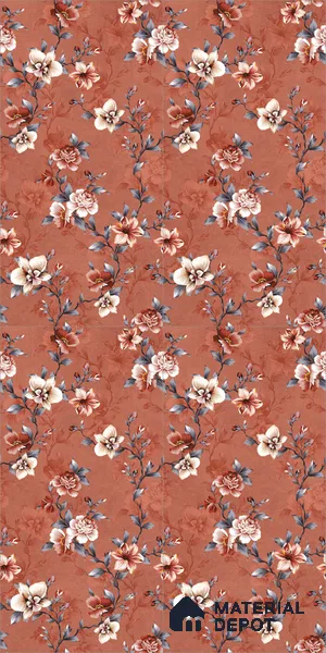 Floral Wall Tile TL 11972 J Roxy Chilli Decore 4 ft x 2 ft Granulla Finish Vitrified Tile - 9 mm | Suitable for Bathroom, Accent/Feature Wall, Dining Area