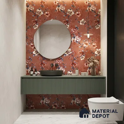Floral Wall Tile TL 11972 J Roxy Chilli Decore 4 ft x 2 ft Granulla Finish Vitrified Tile - 9 mm | Suitable for Bathroom, Accent/Feature Wall, Dining Area