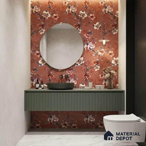 Floral Wall Tile TL 11972 J Roxy Chilli Decore 4 ft x 2 ft Granulla Finish Vitrified Tile - 9 mm | Suitable for Bathroom, Accent/Feature Wall, Dining Area
