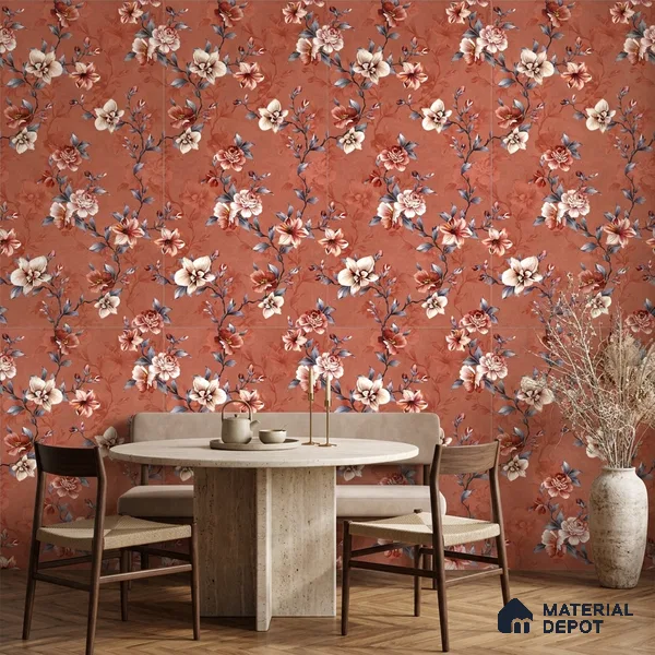 Floral Wall Tile TL 11972 J Roxy Chilli Decore 4 ft x 2 ft Granulla Finish Vitrified Tile - 9 mm | Suitable for Bathroom, Accent/Feature Wall, Dining Area