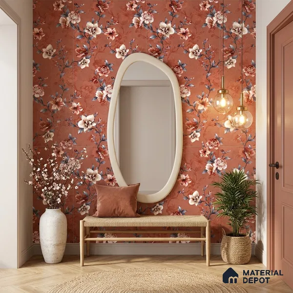 Floral Wall Tile TL 11972 J Roxy Chilli Decore 4 ft x 2 ft Granulla Finish Vitrified Tile - 9 mm | Suitable for Bathroom, Accent/Feature Wall, Dining Area