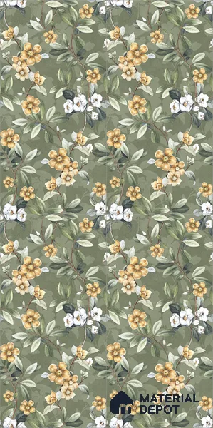 Floral Wall Tile TL 11972 L Roxy Leaf Decore 4 ft x 2 ft Granulla Finish Vitrified Tile - 9 mm | Suitable for Bathroom, Accent/Feature Wall, Dining Area