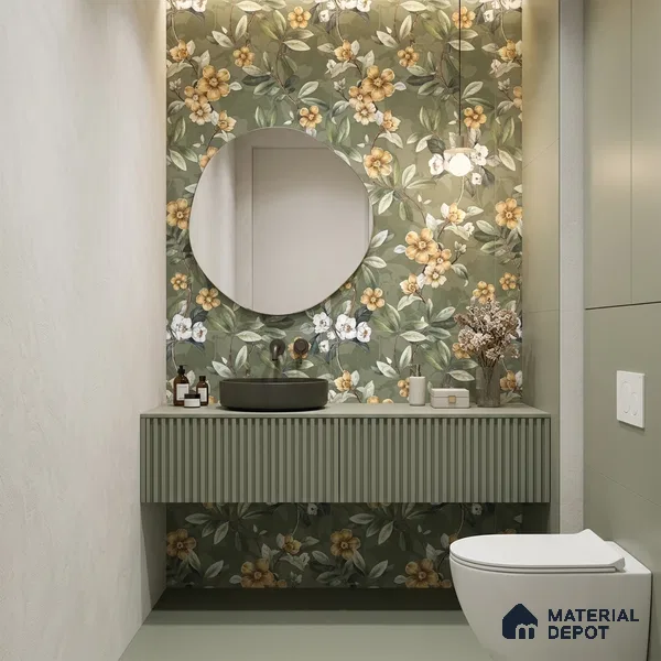 Floral Wall Tile TL 11972 L Roxy Leaf Decore 4 ft x 2 ft Granulla Finish Vitrified Tile - 9 mm | Suitable for Bathroom, Accent/Feature Wall, Dining Area