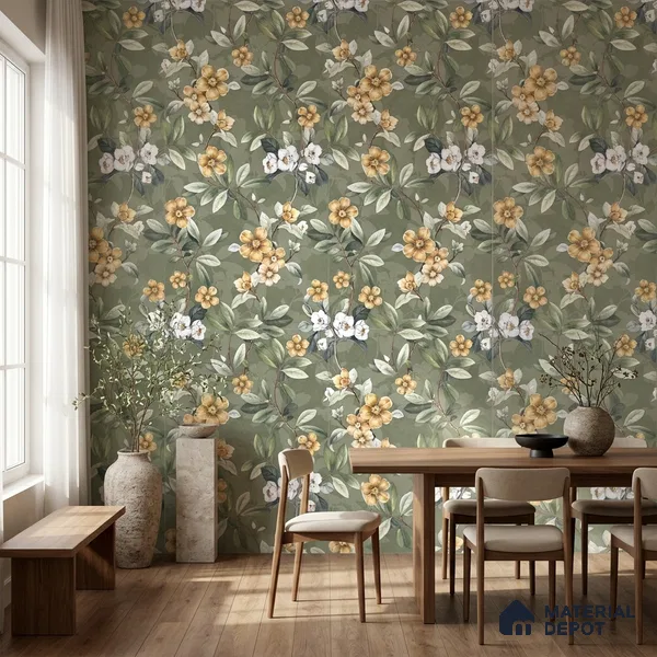 Floral Wall Tile TL 11972 L Roxy Leaf Decore 4 ft x 2 ft Granulla Finish Vitrified Tile - 9 mm | Suitable for Bathroom, Accent/Feature Wall, Dining Area