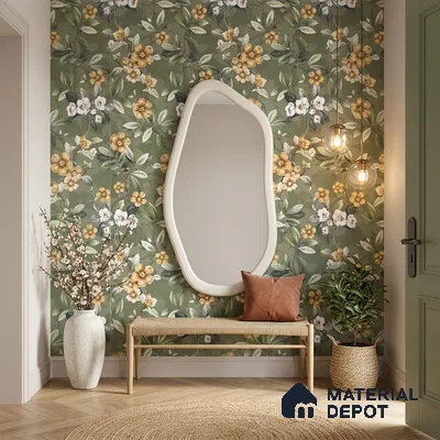 Floral Wall Tile TL 11972 L Roxy Leaf Decore 4 ft x 2 ft Granulla Finish Vitrified Tile - 9 mm | Suitable for Bathroom, Accent/Feature Wall, Dining Area