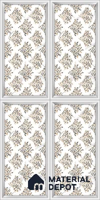 Floral Wall Tile TL 12276 Elegant White Frame Decore 4 ft x 2 ft Sugar + (Glossy Granula/Glue) Finish Vitrified Tile - 9 mm | Suitable for Bathroom, Accent/Feature Wall, Dining Area