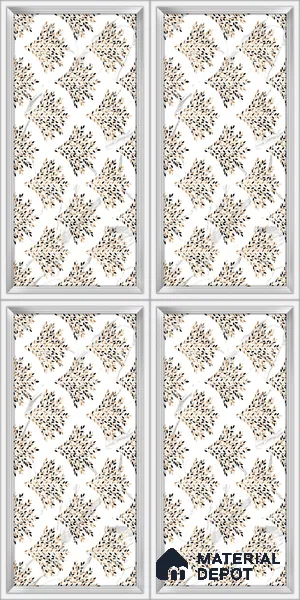 Floral Wall Tile TL 12276 Elegant White Frame Decore 4 ft x 2 ft Sugar + (Glossy Granula/Glue) Finish Vitrified Tile - 9 mm | Suitable for Bathroom, Accent/Feature Wall, Dining Area