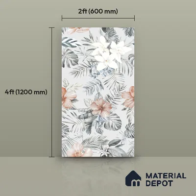 Floral Wall Tile TL 12258 Differ Decore 4 ft x 2 ft Mattcer Glid Finish Vitrified Tile - 9 mm | Suitable for Bathroom, Accent/Feature Wall, Dining Area