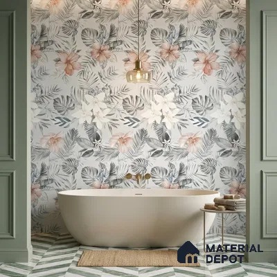 Floral Wall Tile TL 12258 Differ Decore 4 ft x 2 ft Mattcer Glid Finish Vitrified Tile - 9 mm | Suitable for Bathroom, Accent/Feature Wall, Dining Area