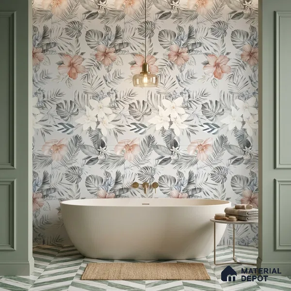 Floral Wall Tile TL 12258 Differ Decore 4 ft x 2 ft Mattcer Glid Finish Vitrified Tile - 9 mm | Suitable for Bathroom, Accent/Feature Wall, Dining Area