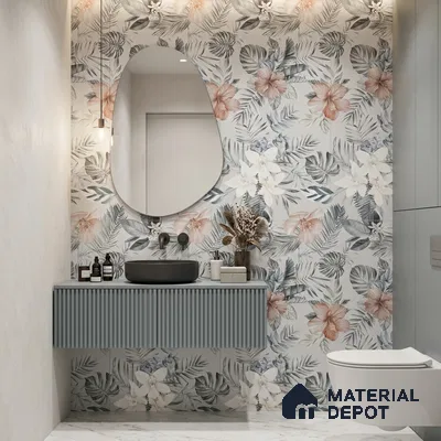 Floral Wall Tile TL 12258 Differ Decore 4 ft x 2 ft Mattcer Glid Finish Vitrified Tile - 9 mm | Suitable for Bathroom, Accent/Feature Wall, Dining Area
