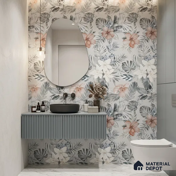 Floral Wall Tile TL 12258 Differ Decore 4 ft x 2 ft Mattcer Glid Finish Vitrified Tile - 9 mm | Suitable for Bathroom, Accent/Feature Wall, Dining Area
