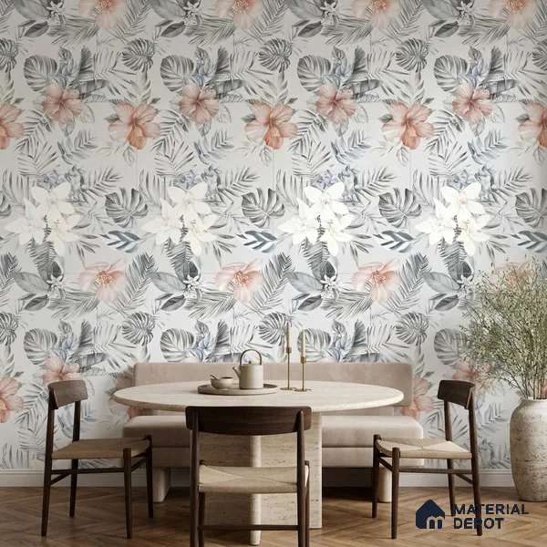 Floral Wall Tile TL 12258 Differ Decore 4 ft x 2 ft Mattcer Glid Finish Vitrified Tile - 9 mm | Suitable for Bathroom, Accent/Feature Wall, Dining Area