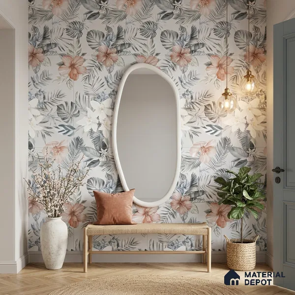 Floral Wall Tile TL 12258 Differ Decore 4 ft x 2 ft Mattcer Glid Finish Vitrified Tile - 9 mm | Suitable for Bathroom, Accent/Feature Wall, Dining Area
