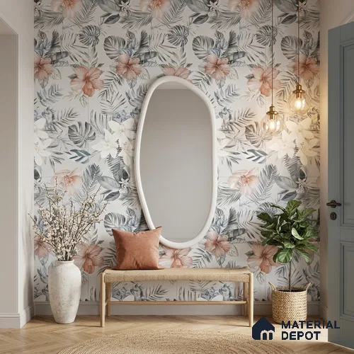 Floral Wall Tile TL 12258 Differ Decore 4 ft x 2 ft Mattcer Glid Finish Vitrified Tile - 9 mm | Suitable for Bathroom, Accent/Feature Wall, Dining Area