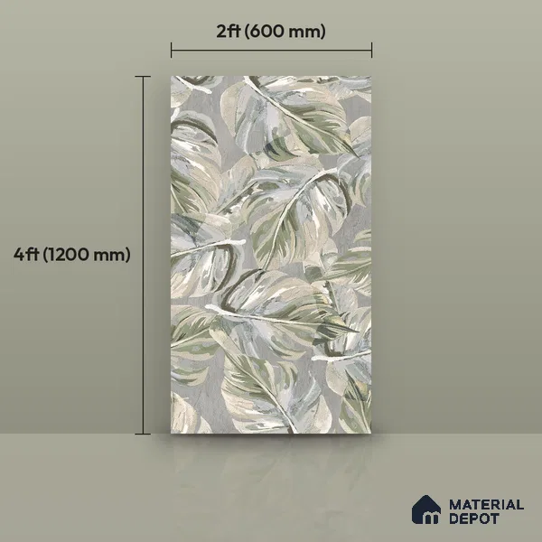 Tropical Wall Tile TL 12235 Cementine Decore Forest 4 ft x 2 ft Shapecer Mist Finish Vitrified Tile - 9 mm | Suitable for Bathroom, Accent/Feature Wall, Foyer