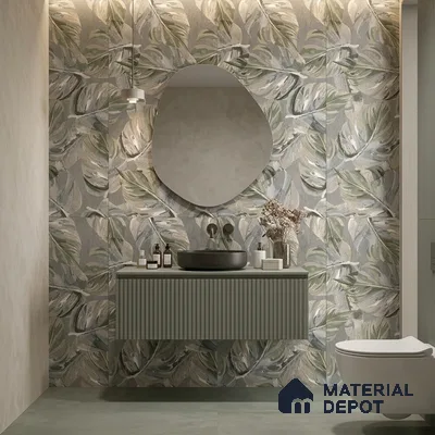 Tropical Wall Tile TL 12235 Cementine Decore Forest 4 ft x 2 ft Shapecer Mist Finish Vitrified Tile - 9 mm | Suitable for Bathroom, Accent/Feature Wall, Foyer
