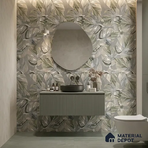 Tropical Wall Tile TL 12235 Cementine Decore Forest 4 ft x 2 ft Shapecer Mist Finish Vitrified Tile - 9 mm | Suitable for Bathroom, Accent/Feature Wall, Foyer