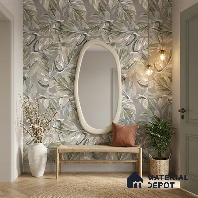 Tropical Wall Tile TL 12235 Cementine Decore Forest 4 ft x 2 ft Shapecer Mist Finish Vitrified Tile - 9 mm | Suitable for Bathroom, Accent/Feature Wall, Foyer