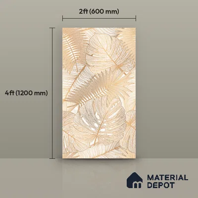 Tropical Wall Tile TL 12267 B Dunescape Decore Leaflet 4 ft x 2 ft Matte + (Glossy Granula/Glue) Finish Vitrified Tile - 9 mm | Suitable for Bathroom, Accent/Feature Wall, Foyer