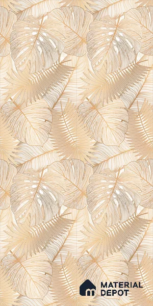 Tropical Wall Tile TL 12267 B Dunescape Decore Leaflet 4 ft x 2 ft Matte + (Glossy Granula/Glue) Finish Vitrified Tile - 9 mm | Suitable for Bathroom, Accent/Feature Wall, Foyer