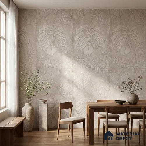 Tropical Wall Tile TL 12244 Cementine Decore Leaf 4 ft x 2 ft Double Digital Finish Vitrified Tile - 9 mm | 4 Random Designs | Suitable for Bathroom, Accent/Feature Wall, Foyer