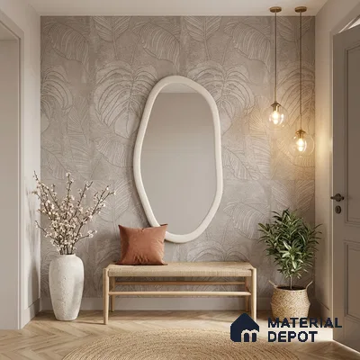 Tropical Wall Tile TL 12244 Cementine Decore Leaf 4 ft x 2 ft Double Digital Finish Vitrified Tile - 9 mm | 4 Random Designs | Suitable for Bathroom, Accent/Feature Wall, Foyer